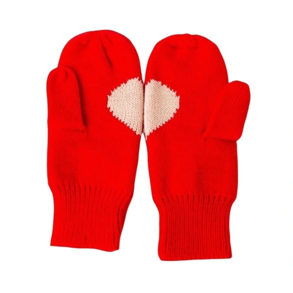 NWT Francesca’s Me and You Heart Knit Mittens Red